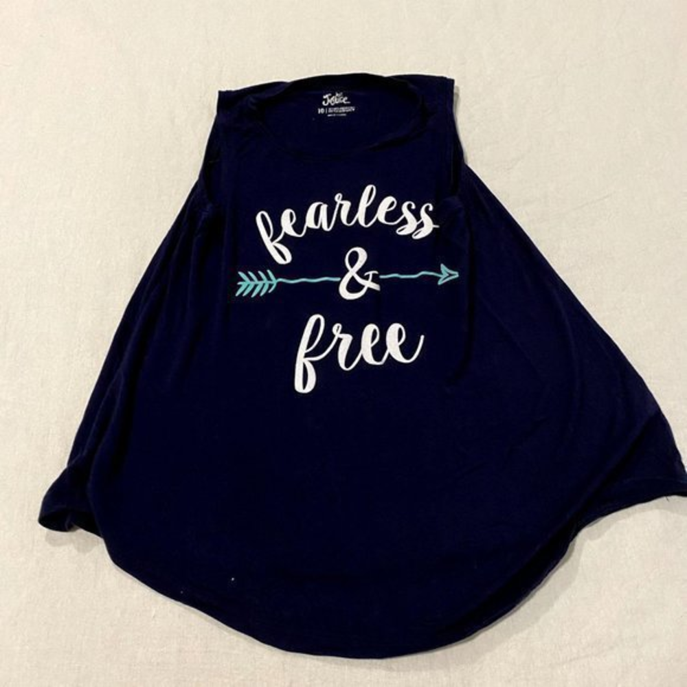 Justice Navy Blue Sleeveless Trapeze‎ Printed Top Size 10